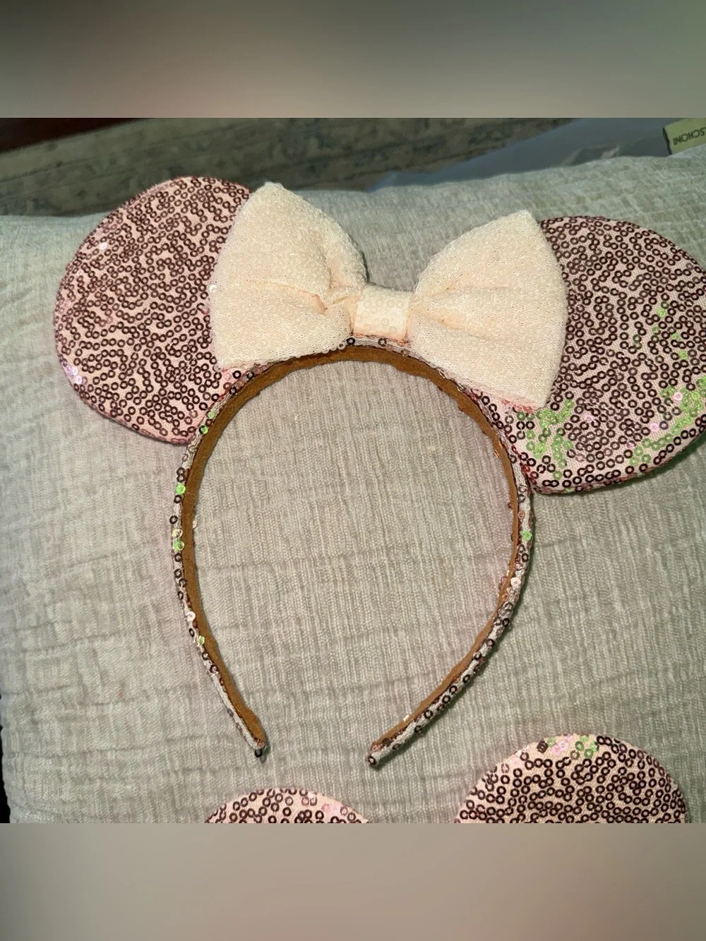 Kids Sequin Mouse Ear Headband and Clips - Pink with Cream Bows